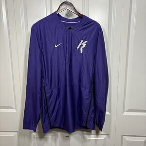 Nike Vented Jacket Men L Purple Lightweight Windbreaker Half Zip Training Fit